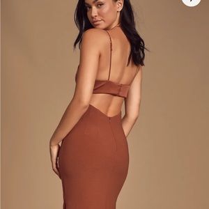 Lulus paradise rust red cut out bodycon midi dress